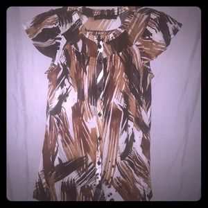 The Limited Brown Tan Print Sheer Long Top